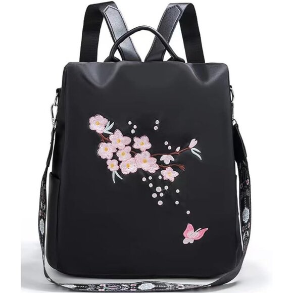 ? Women Black Mini fashion Backpack Nylon Embroidery Anti-theft Shoulder Bag main image 7